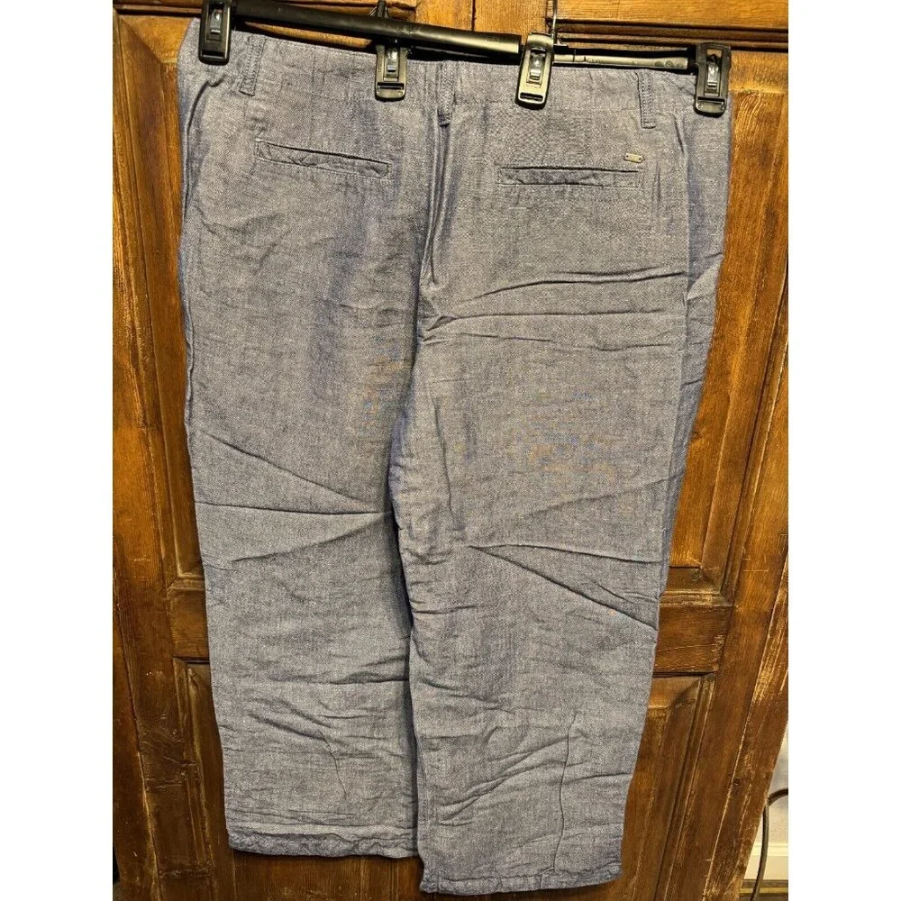 Tommy Hilfiger Woman Plus Blue Linen Wide Leg‎ Pants Size 14